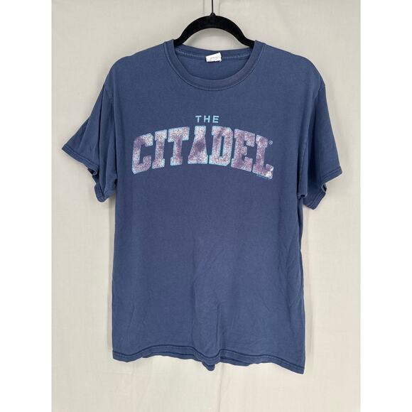 Vintage Citadel Shirt Mens Medium Blue Graphic Tee Spell Out Distressed - Picture 1 of 6